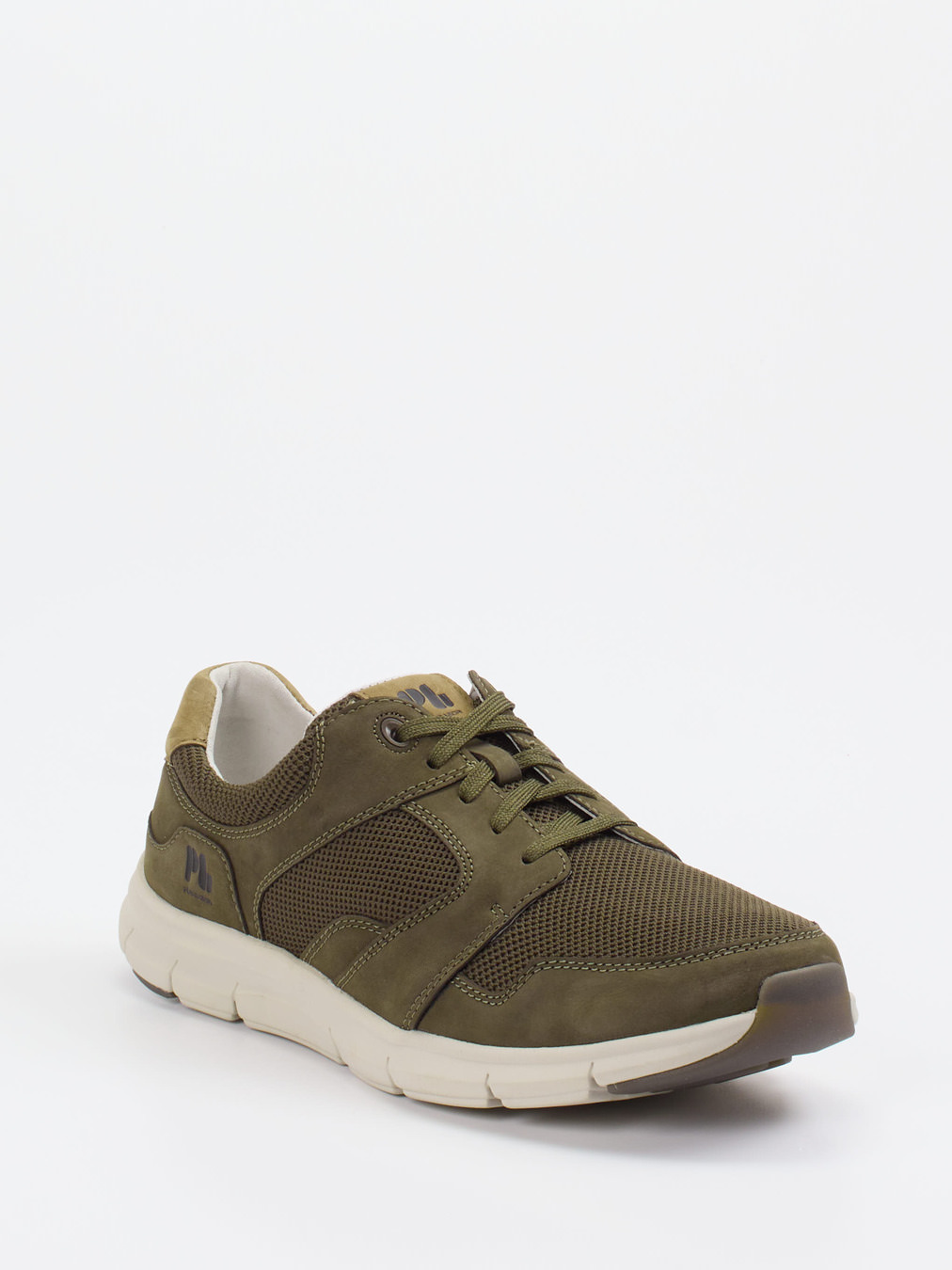 Pius Gabor – Sneaker aus Mesh und Nubukleder olivgrün