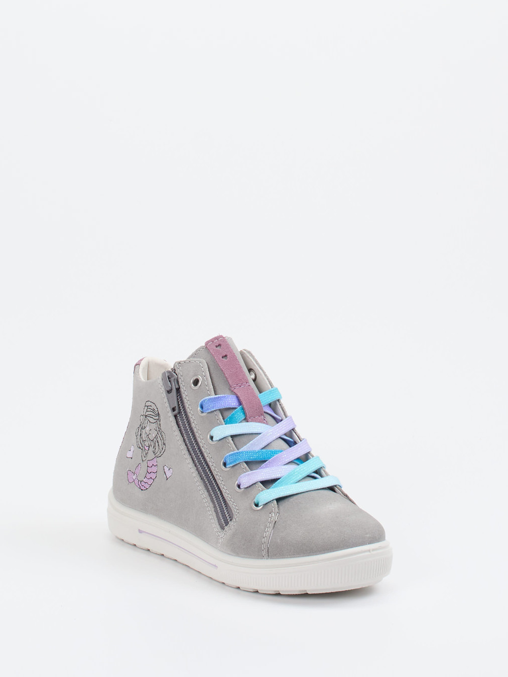 Ricosta – High-Top Sneaker aus Veloursleder hellgrau