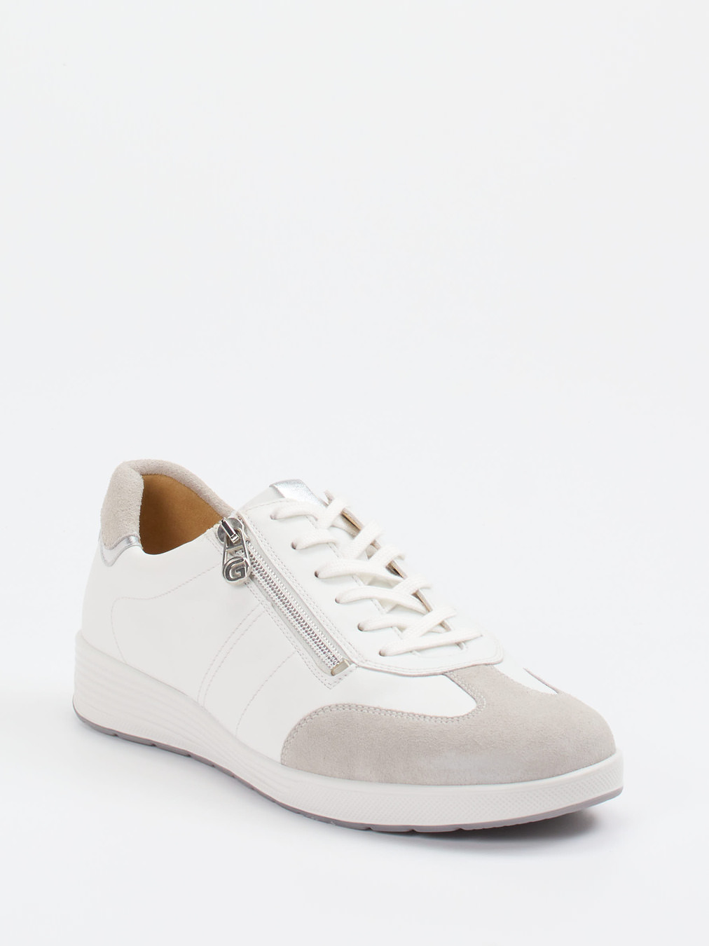 Ganter – Komfort-Sneaker aus Velour/Leder weiß