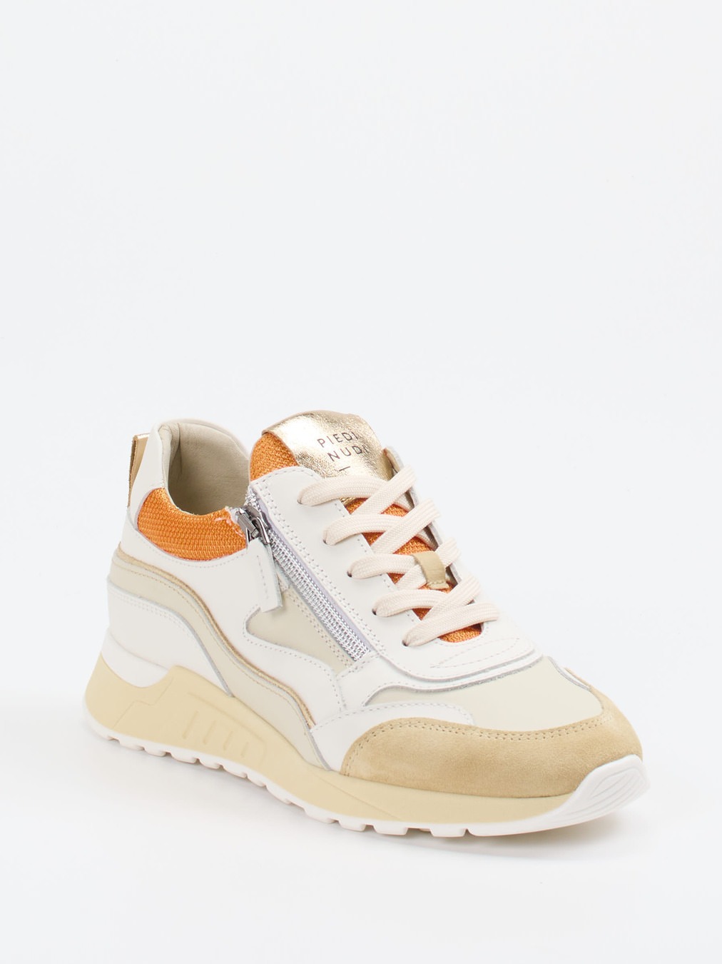 Piedi Nudi – Chunky Sneaker aus Velours- und Glattleder Beige
