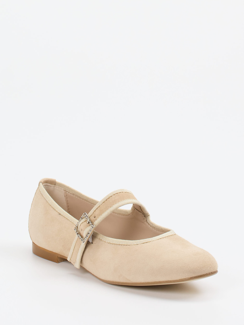 Andrea Puccini – Spangenpumps aus Veloursleder beige