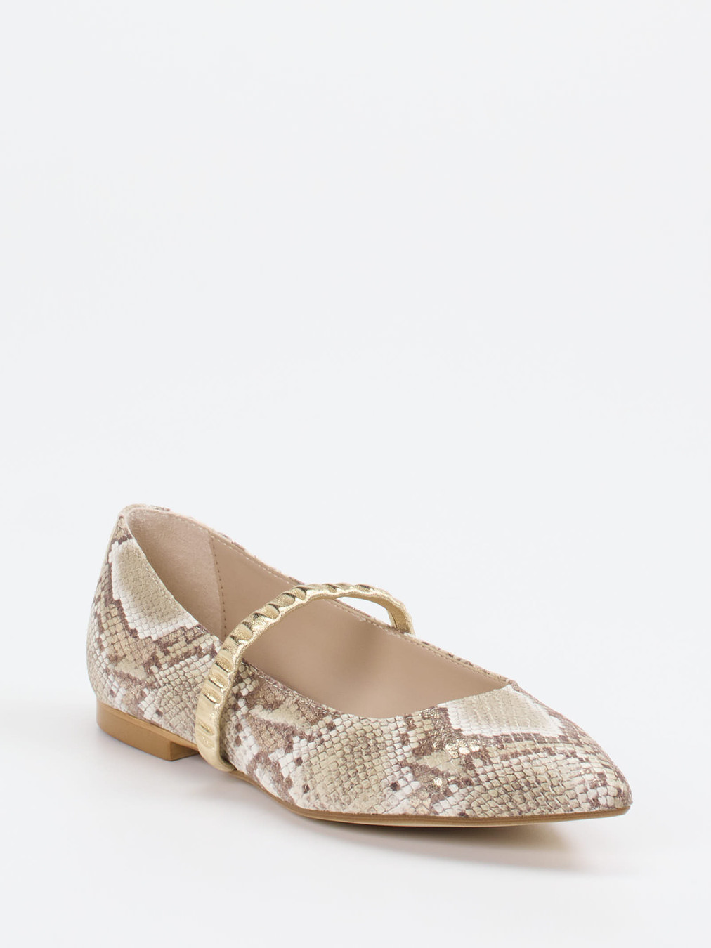 Andrea Puccini – Spangenpumps aus geprägtem Leder Beige