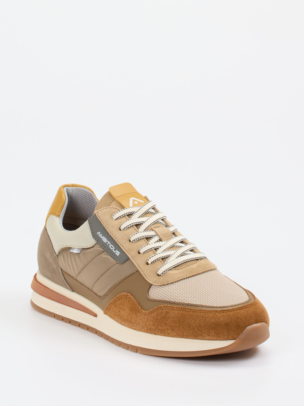 Ambitious – Sneaker aus Leder-Mix in Erdtönen