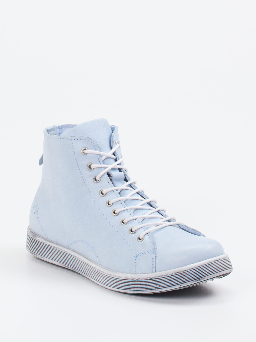 Andrea Conti – High-Top Sneaker aus Kalbleder hellblau