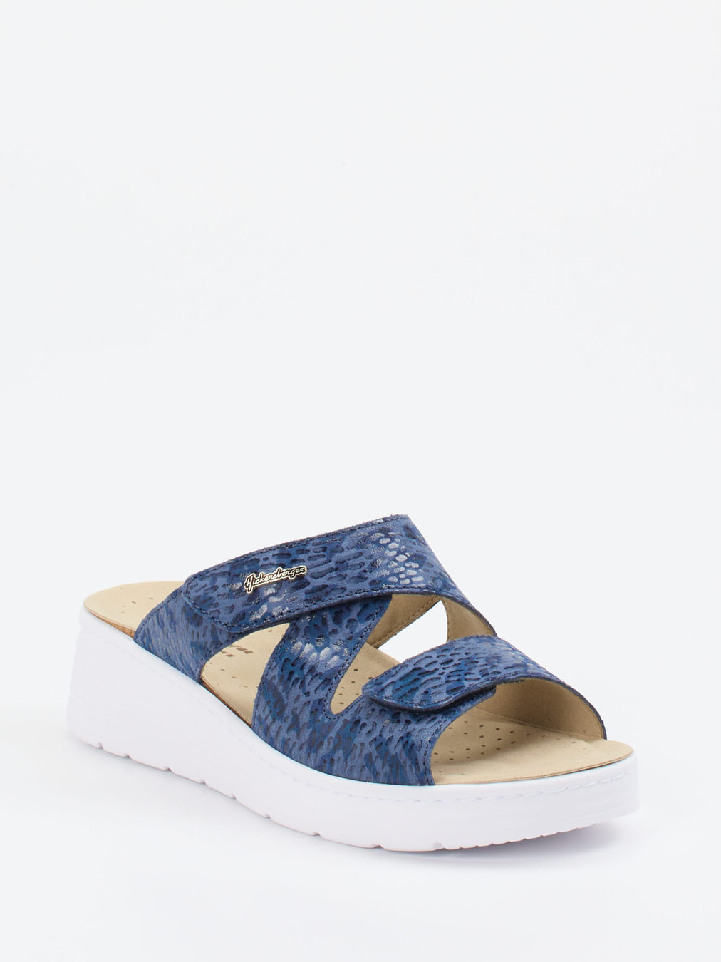 Hickersberger – Komfort-Pantolette aus geprägtem Leder blau