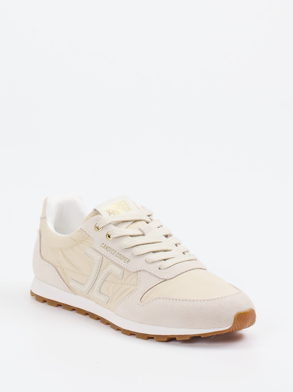 Candice Cooper – Sneaker aus Veloursleder und Textil beige