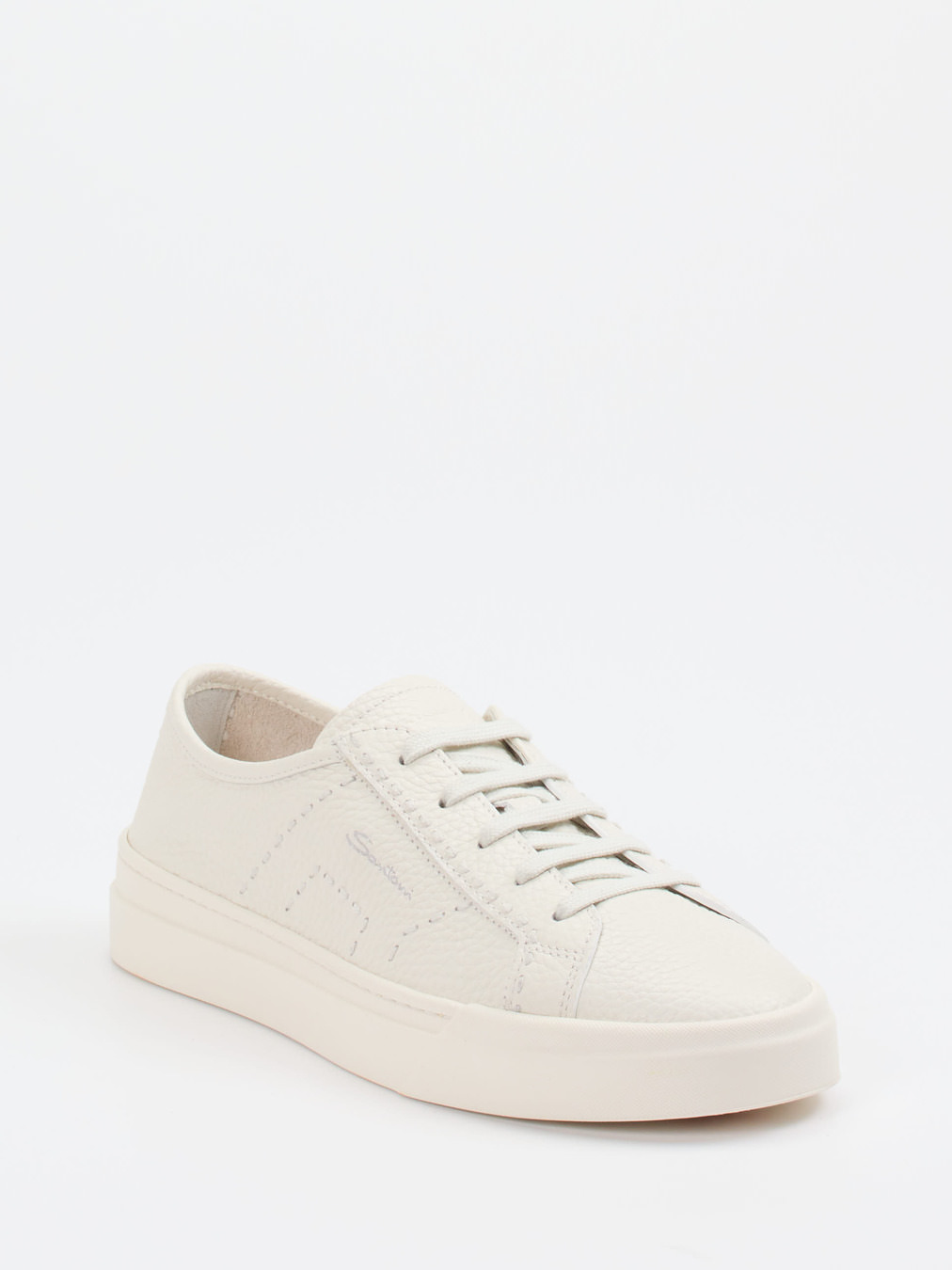 Santoni – Sneaker aus Kalbleder in Off-White