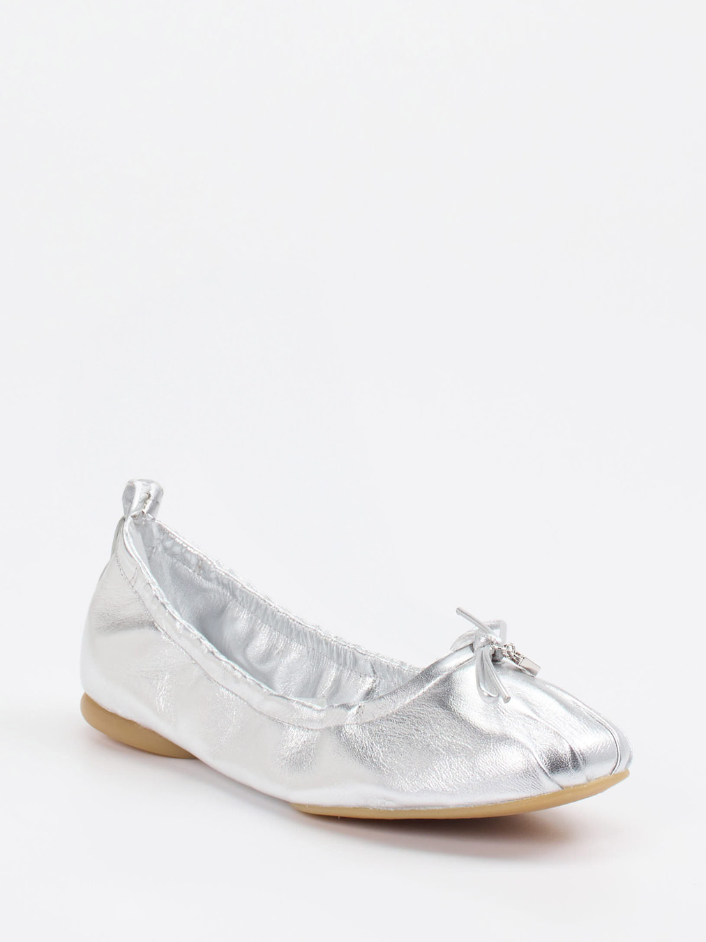 Hogan – Ballerinas aus Metallicleder silberfarben