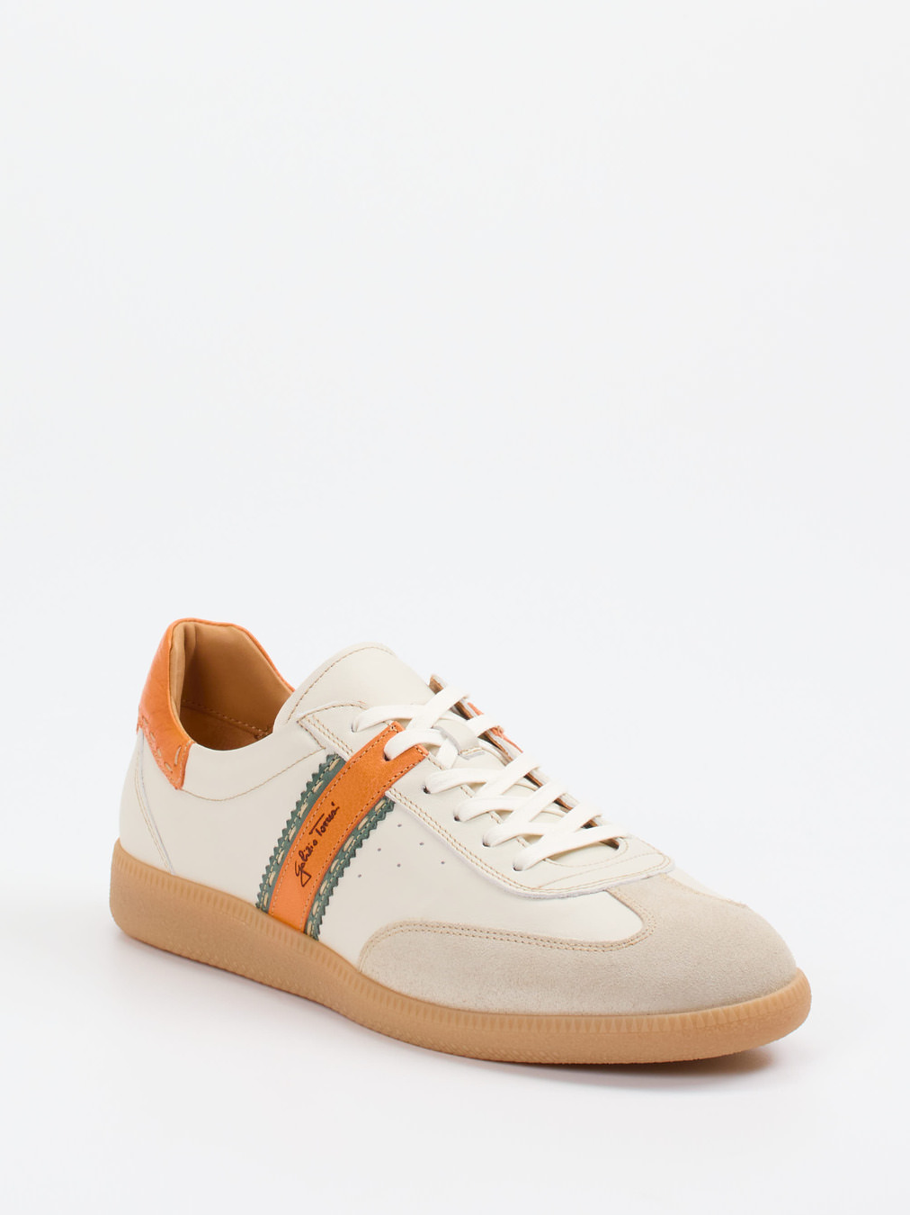 Galizio Torresi – Retro-Sneaker aus Leder cremeweiß