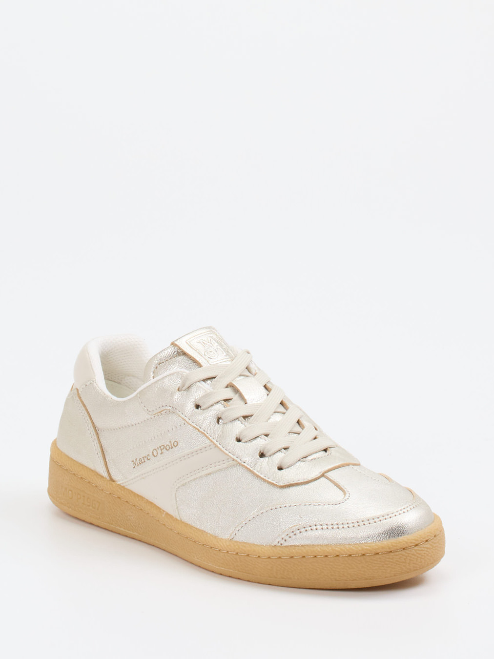 Marc O'Polo – Sneaker aus Metallicleder silberfarben