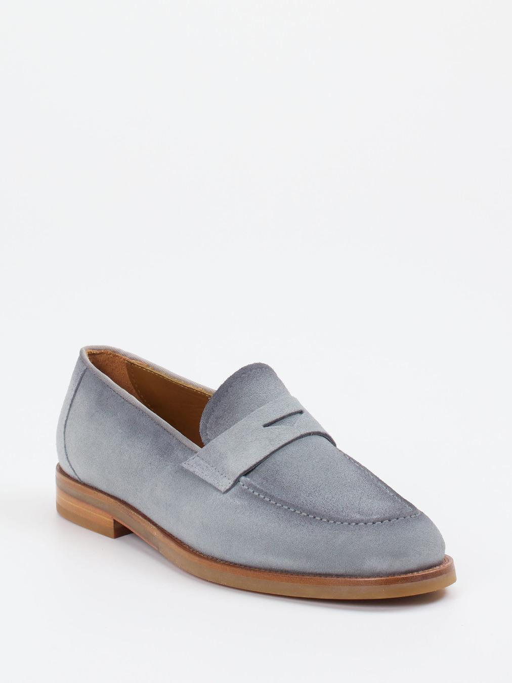 Konstantin Starke – Penny Loafer aus Veloursleder Taubenblau