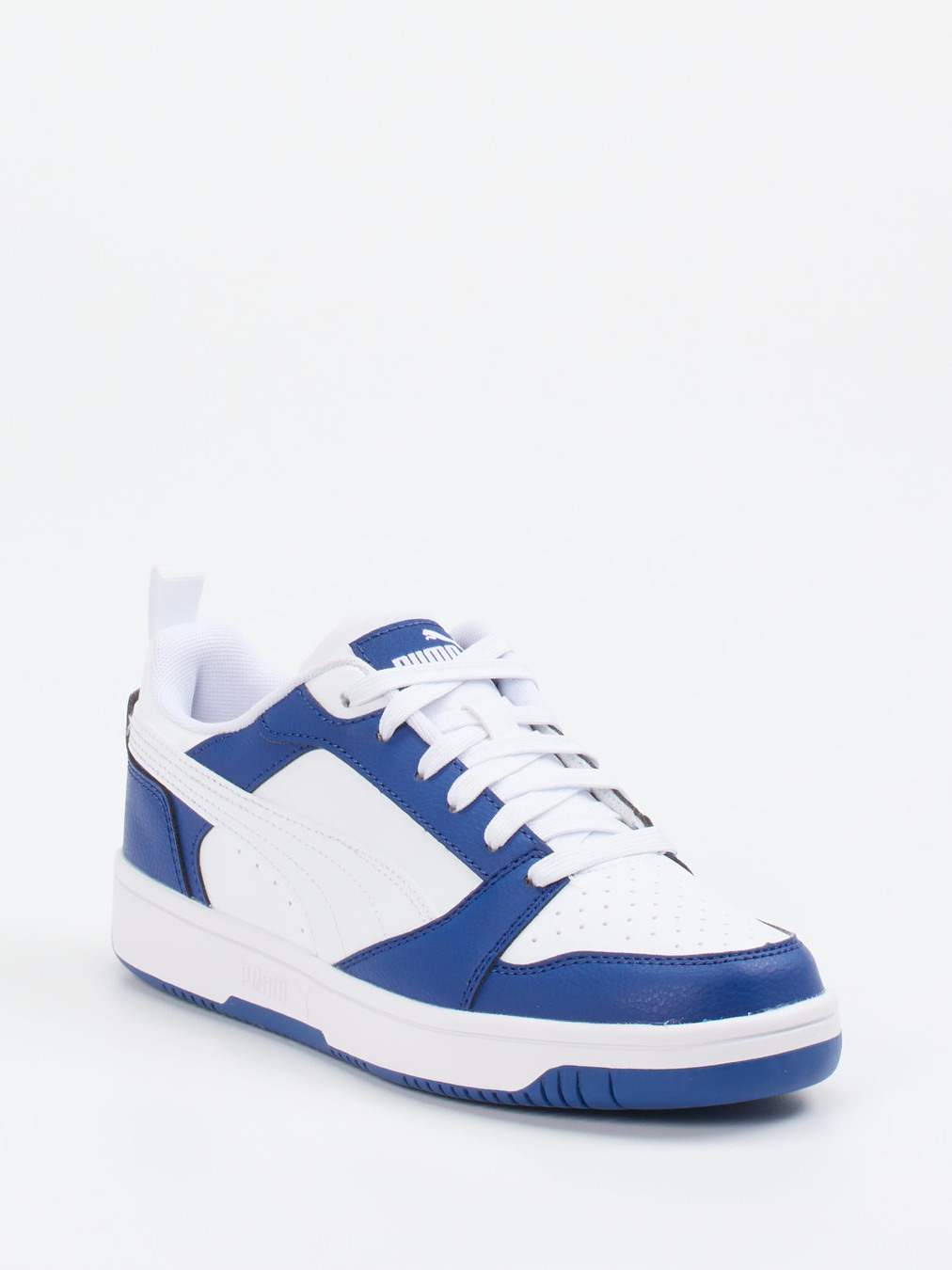 Puma – Sneaker aus Leder in Weiß mit Blautönen