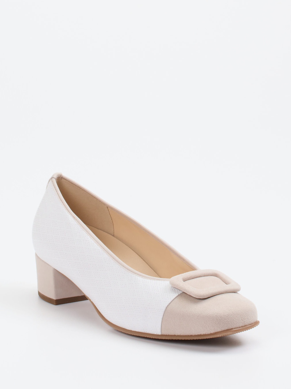 Hassia – Pumps aus Velourleder und Glattleder Weiß