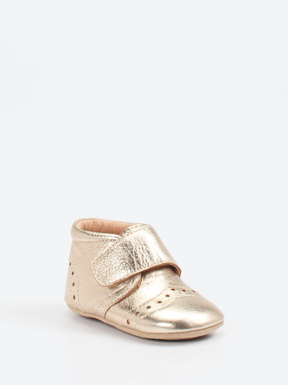 Bisgaard – Krabbelschuhe aus Metallicleder gold