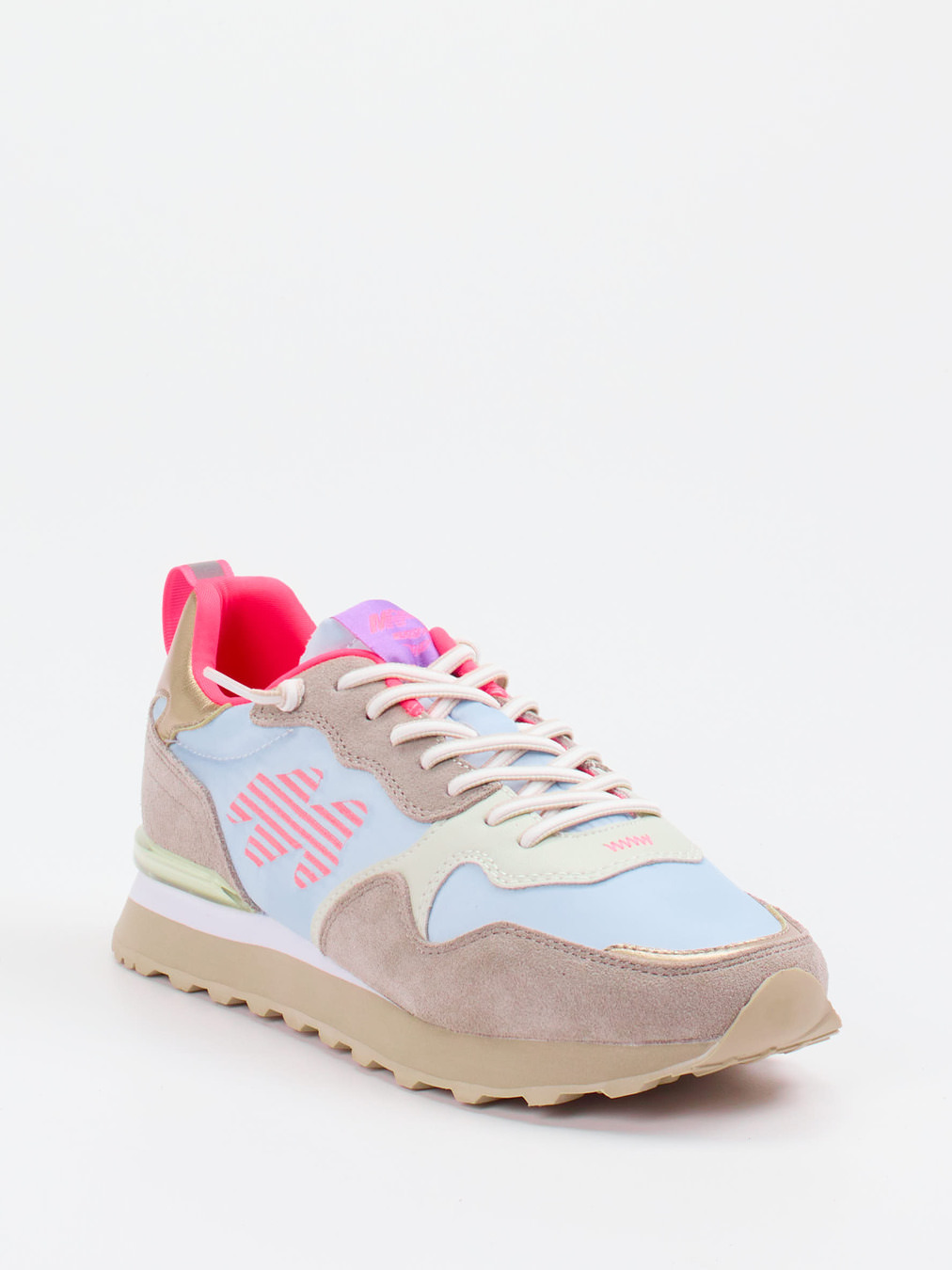 MRP – Sneaker aus Veloursleder und Textil hellblau