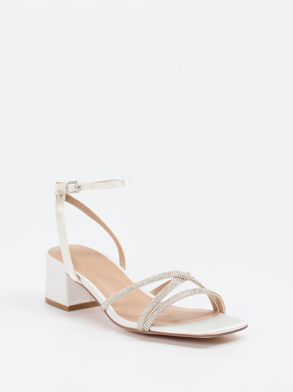 Steve Madden – Abendsandale aus Metallicleder Elfenbein