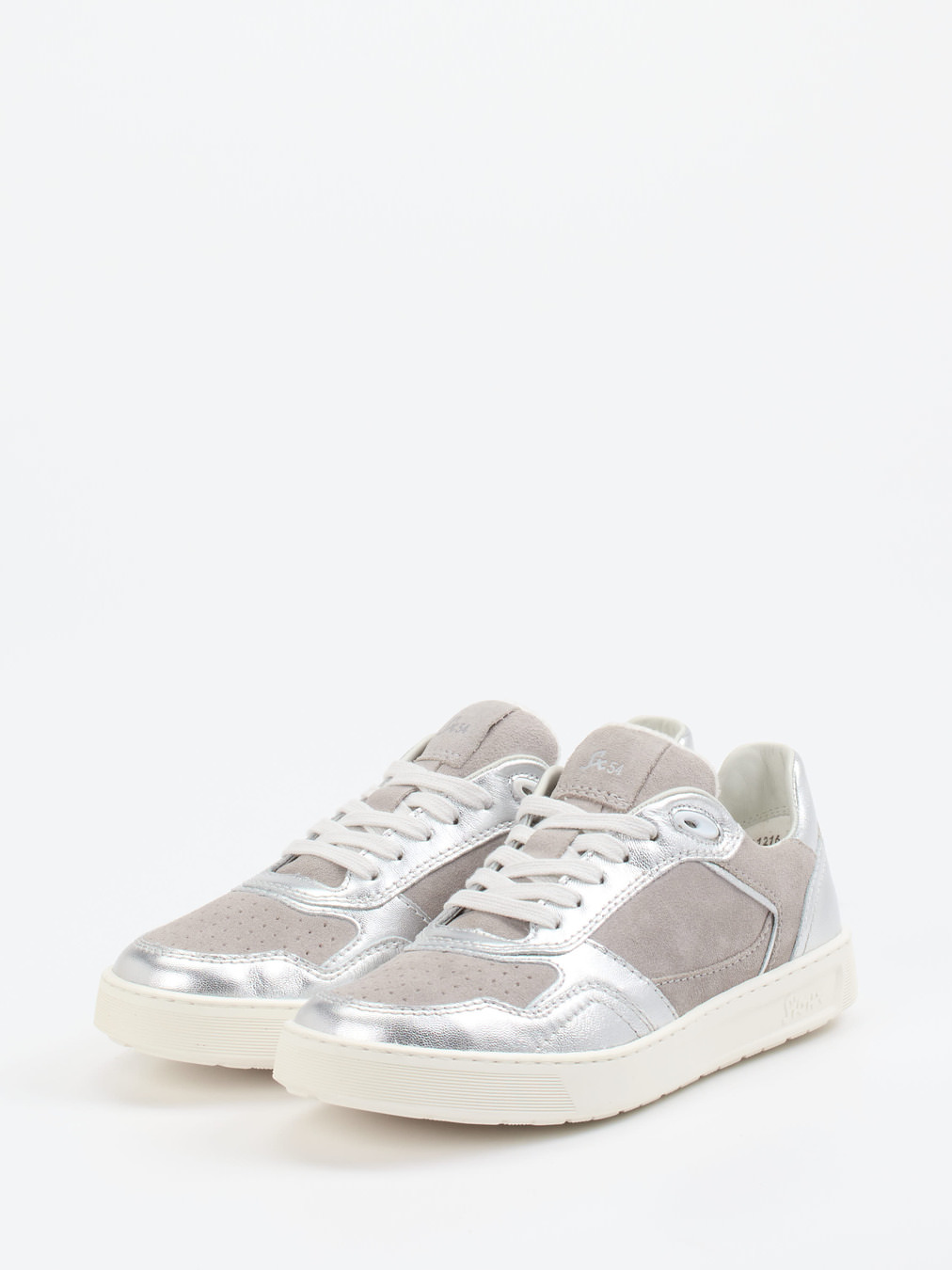 Sioux – Sneaker aus Veloursleder und Metallicleder silber