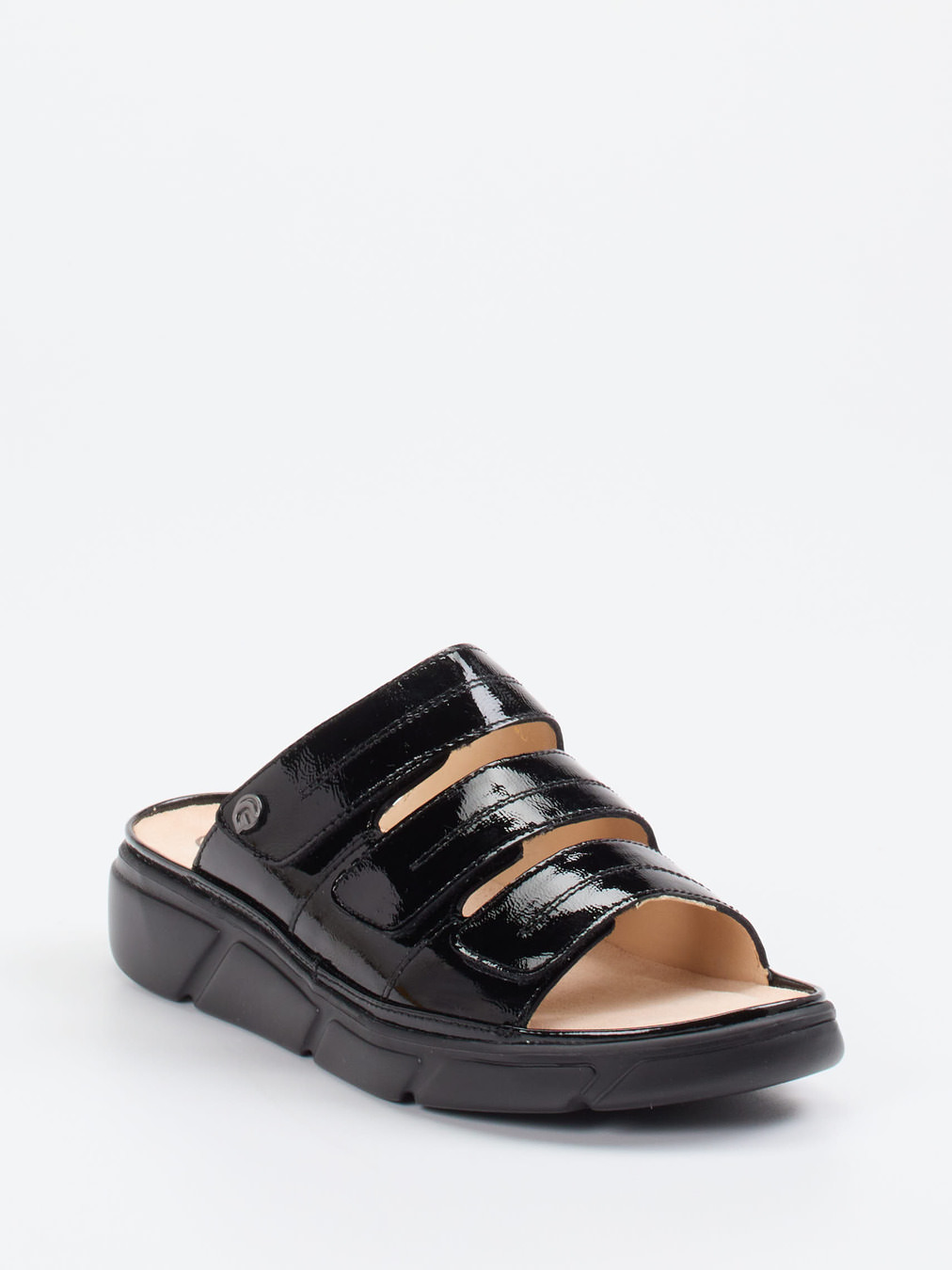 Ganter – Komfort-Pantoletten aus Lackleder Schwarz