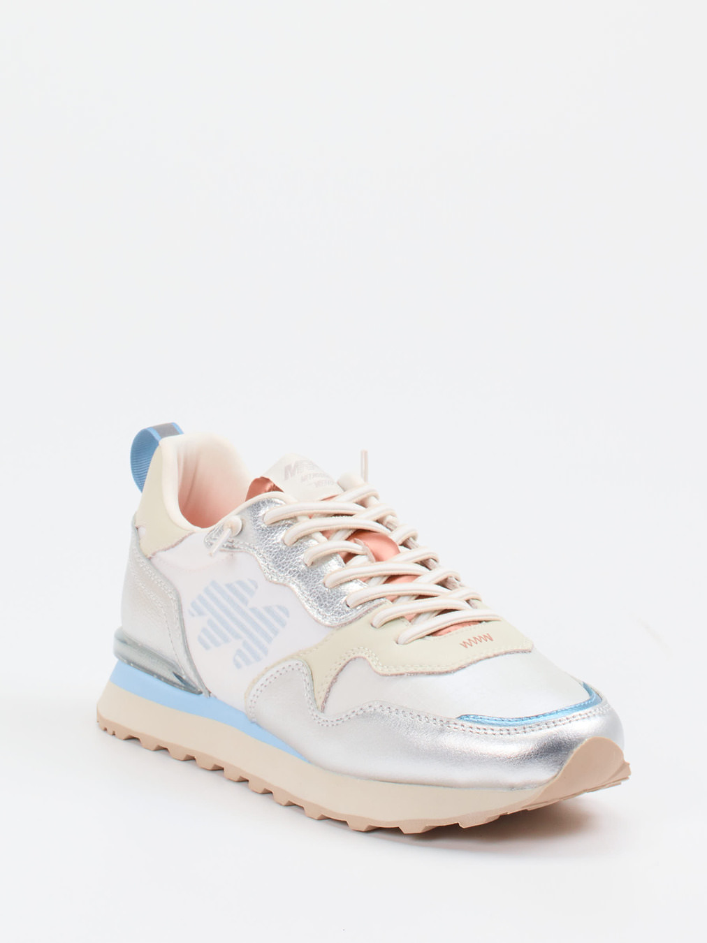 MRP – Sneaker aus Metallicleder in Cremeweiß