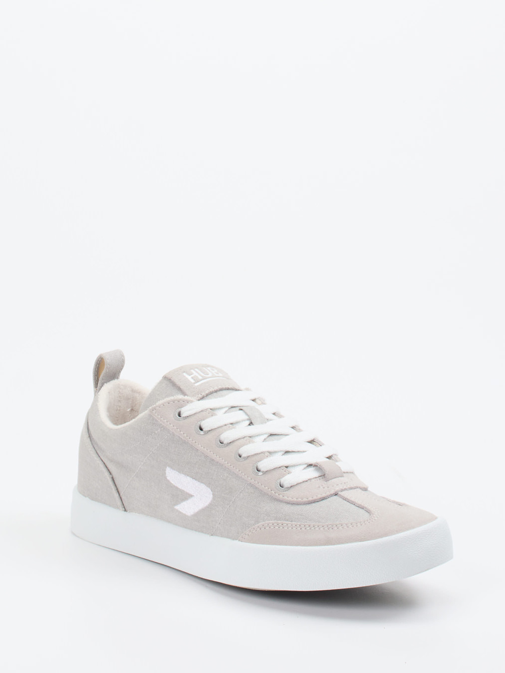 HUB – Sneaker aus Leder mit Canvas in Hellbeige