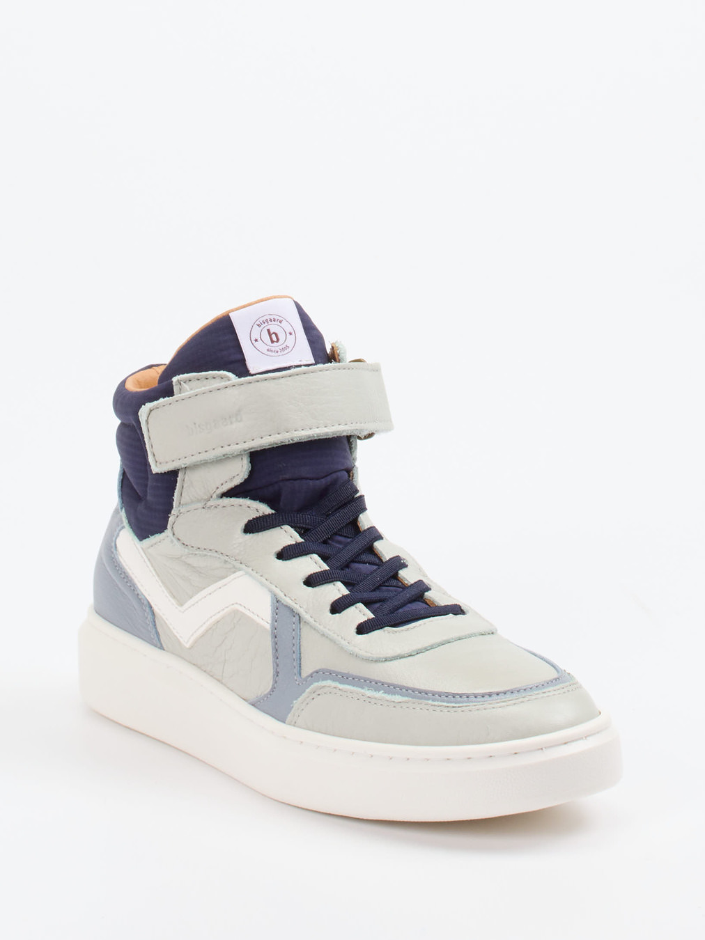 Bisgaard – High-Top Sneaker aus Kalbleder hellgrau