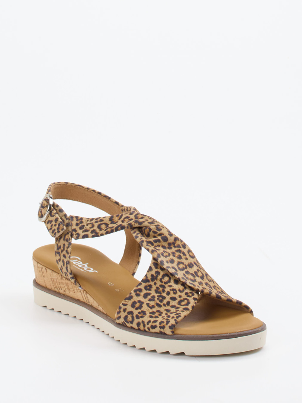 Gabor Comfort – Keilsandalette aus Leder im Leoprint