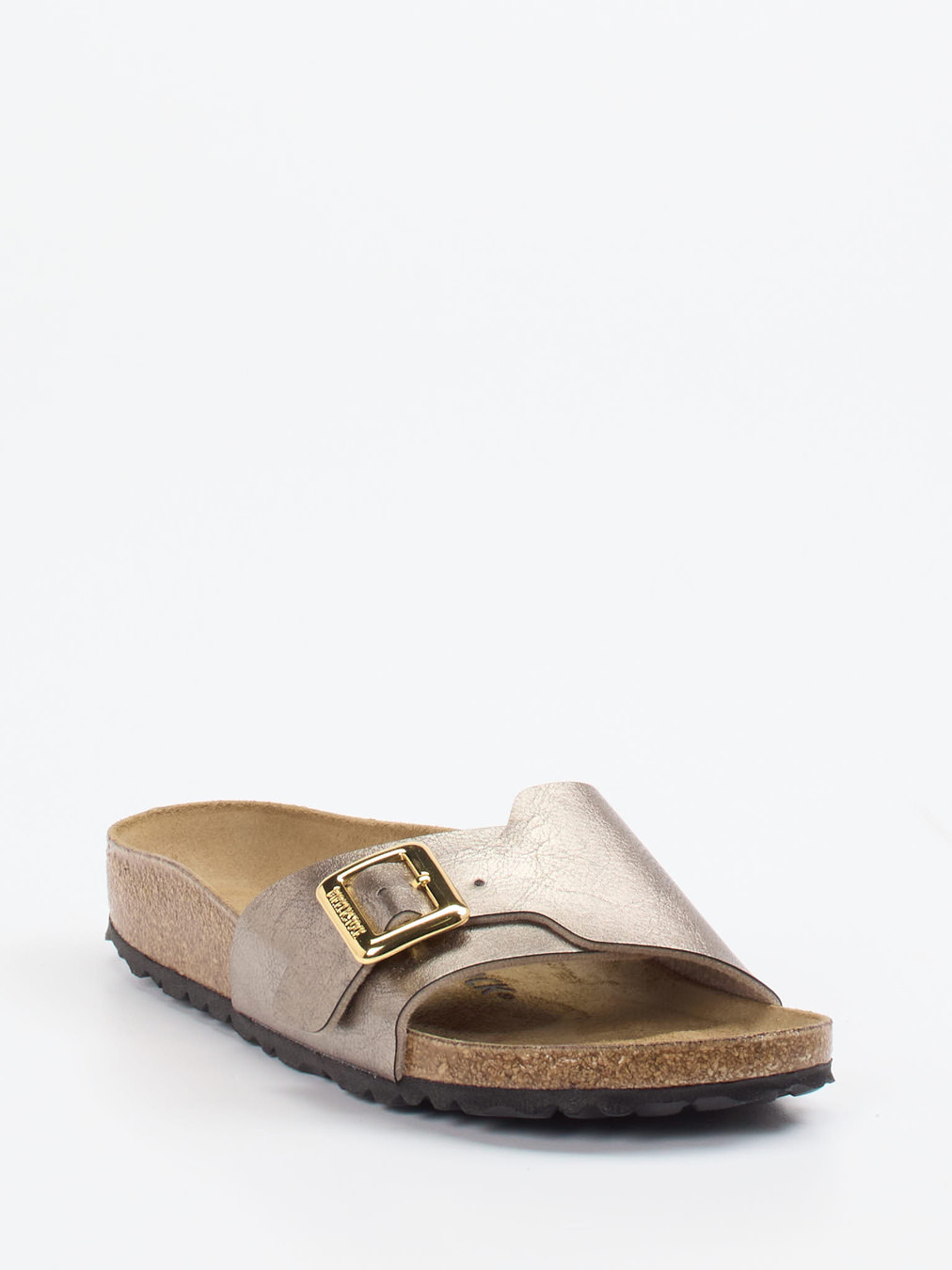 Birkenstock – Pantolette aus Metallicleder champagner