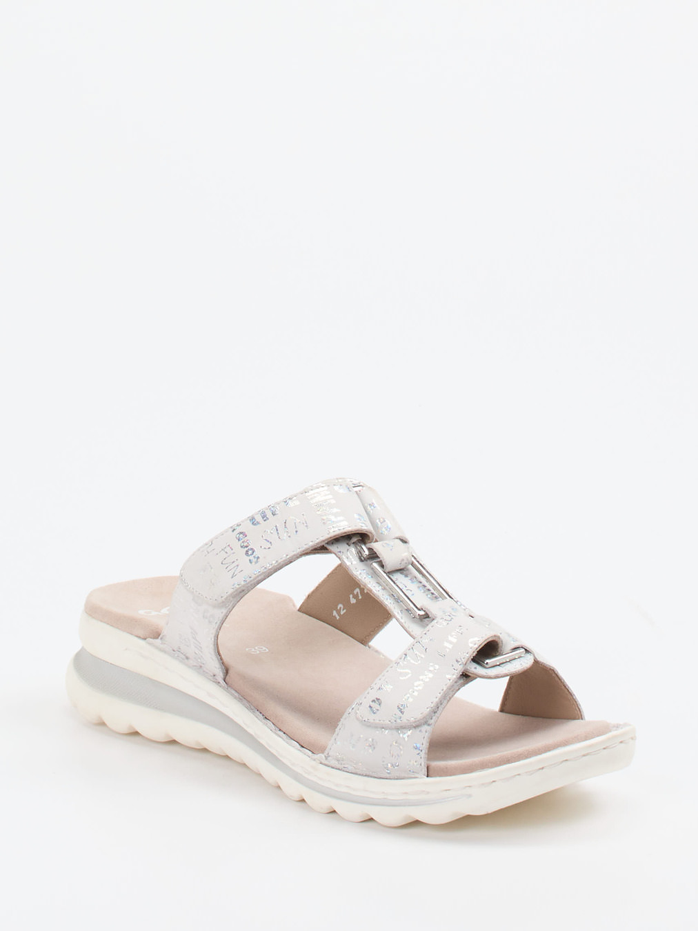 Ara – Komfort-Pantolette aus geprägtem Leder Weiß