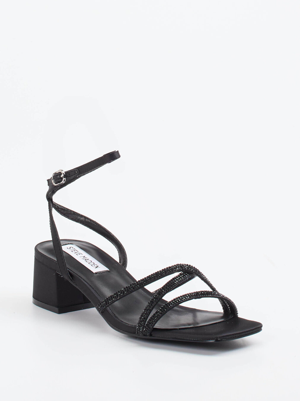Steve Madden – Abendsandale aus Textil in Schwarz