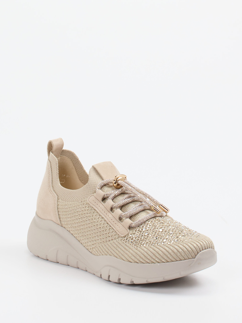 Gabor – Slip-On Sneaker aus Textilstrick in Beige