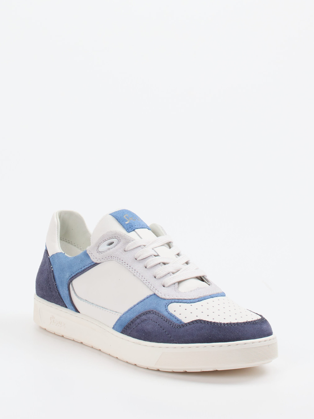 Sioux – Sneaker aus Velour/Leder in Off-White-Blau
