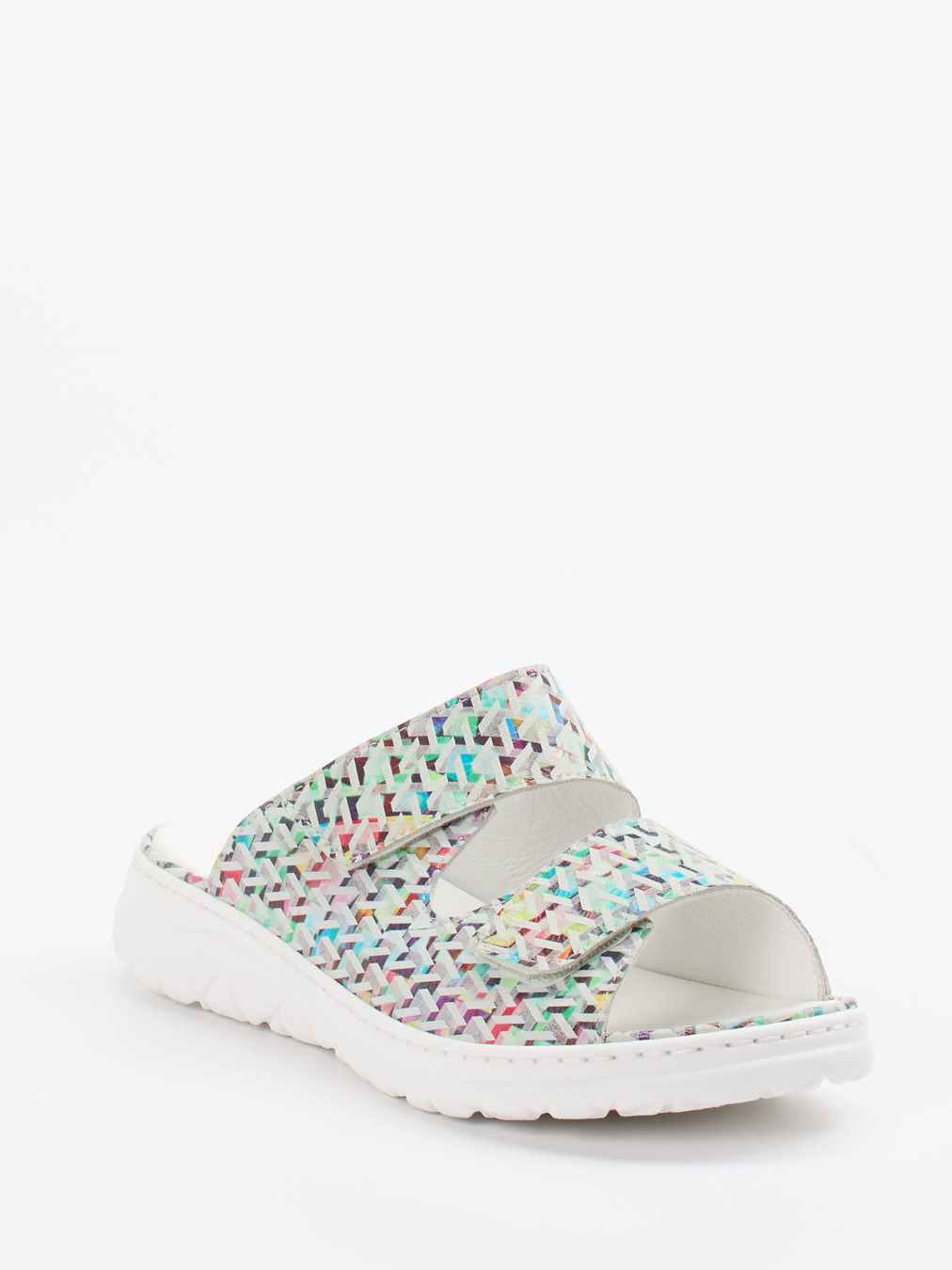 Waldläufer – Komfort-Pantolette aus geprägtem Leder multicolor