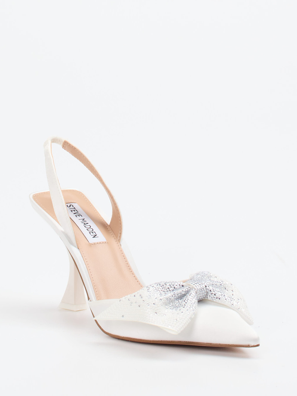 Steve Madden – Slingpumps aus Textil in Satinoptik Weiß