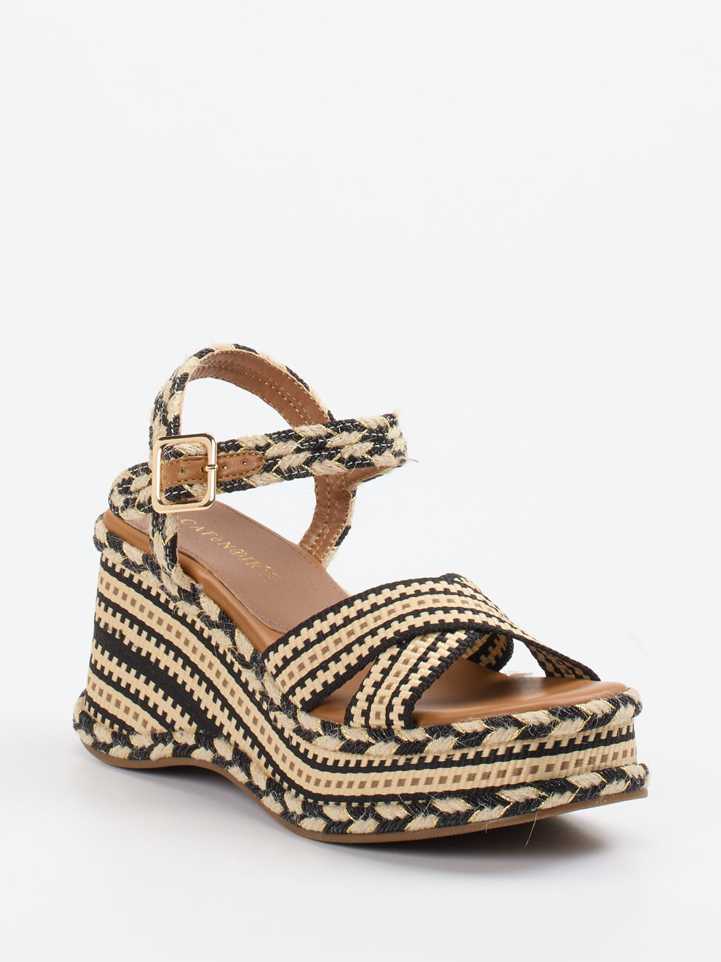 CAFèNOIR – Plateau-Sandale aus geflochtenem Textil