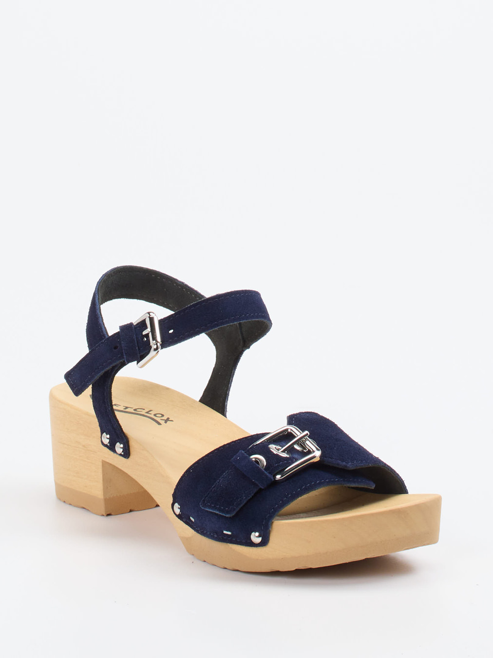 Softclox – Plateau-Sandale aus Veloursleder Dunkelblau