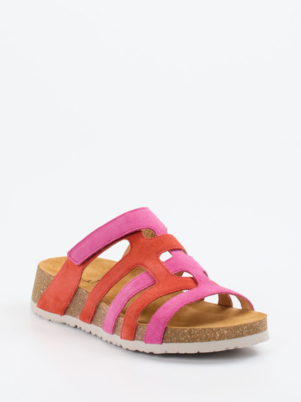 Think – Pantolette aus Veloursleder in Pink