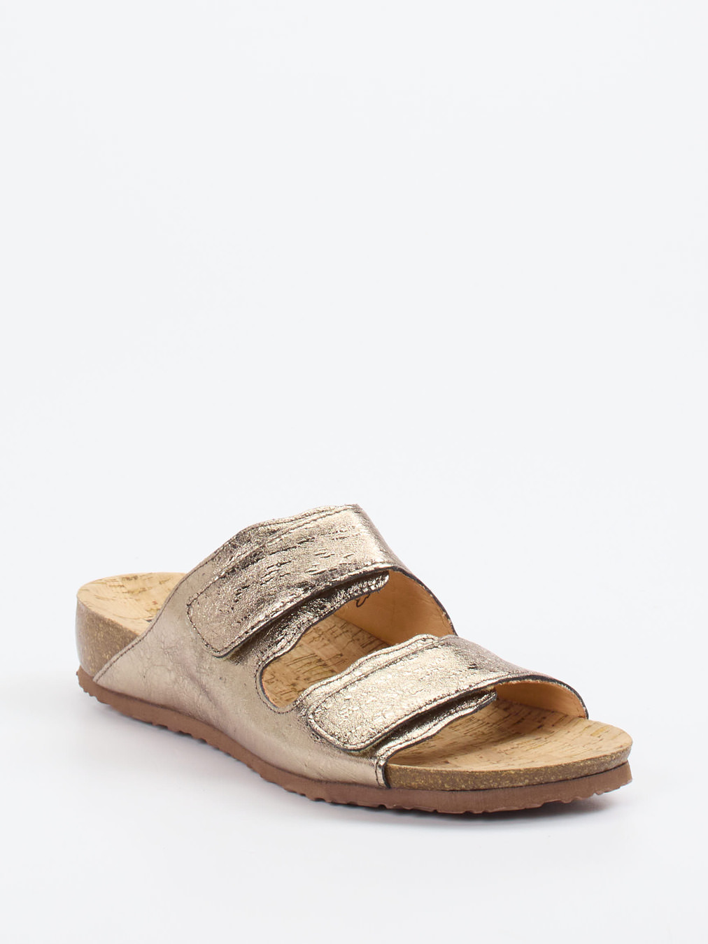 Think – Komfort-Pantolette aus Leder in Champagner