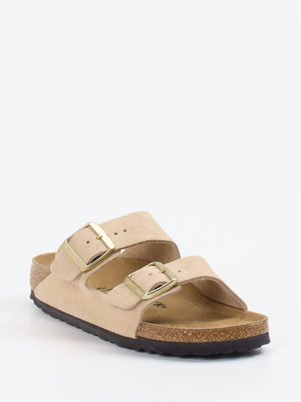 Birkenstock – Zweiriemer-Sandale aus Veloursleder beige