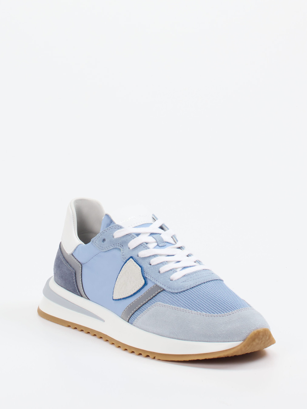 Philippe Model – Retro-Sneaker aus Veloursleder und Mesh hellblau