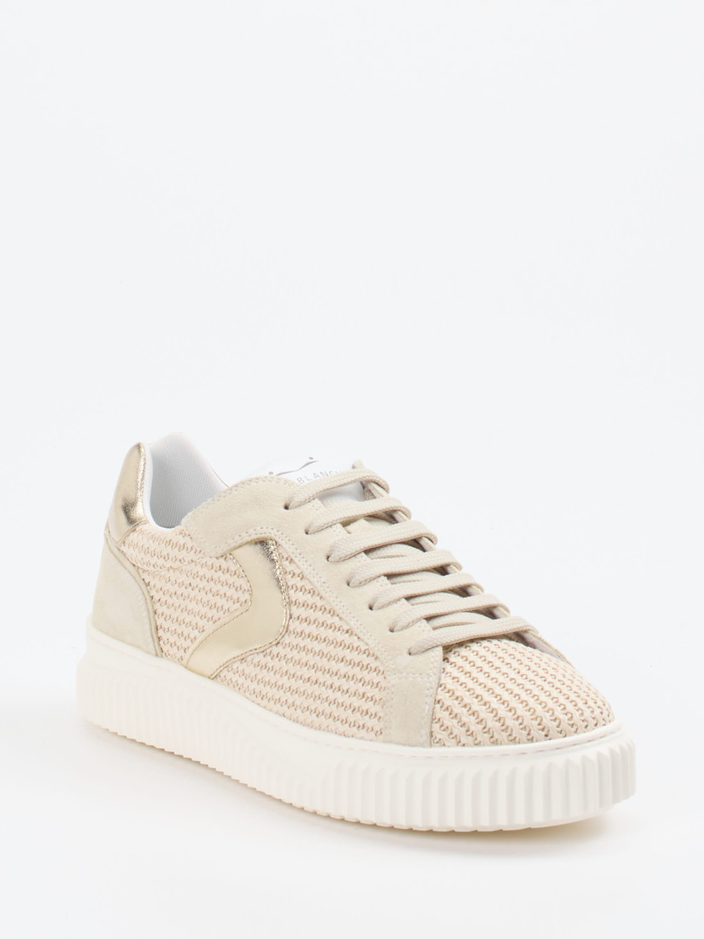 Voile Blanche – Sneaker aus Textil und Veloursleder beige