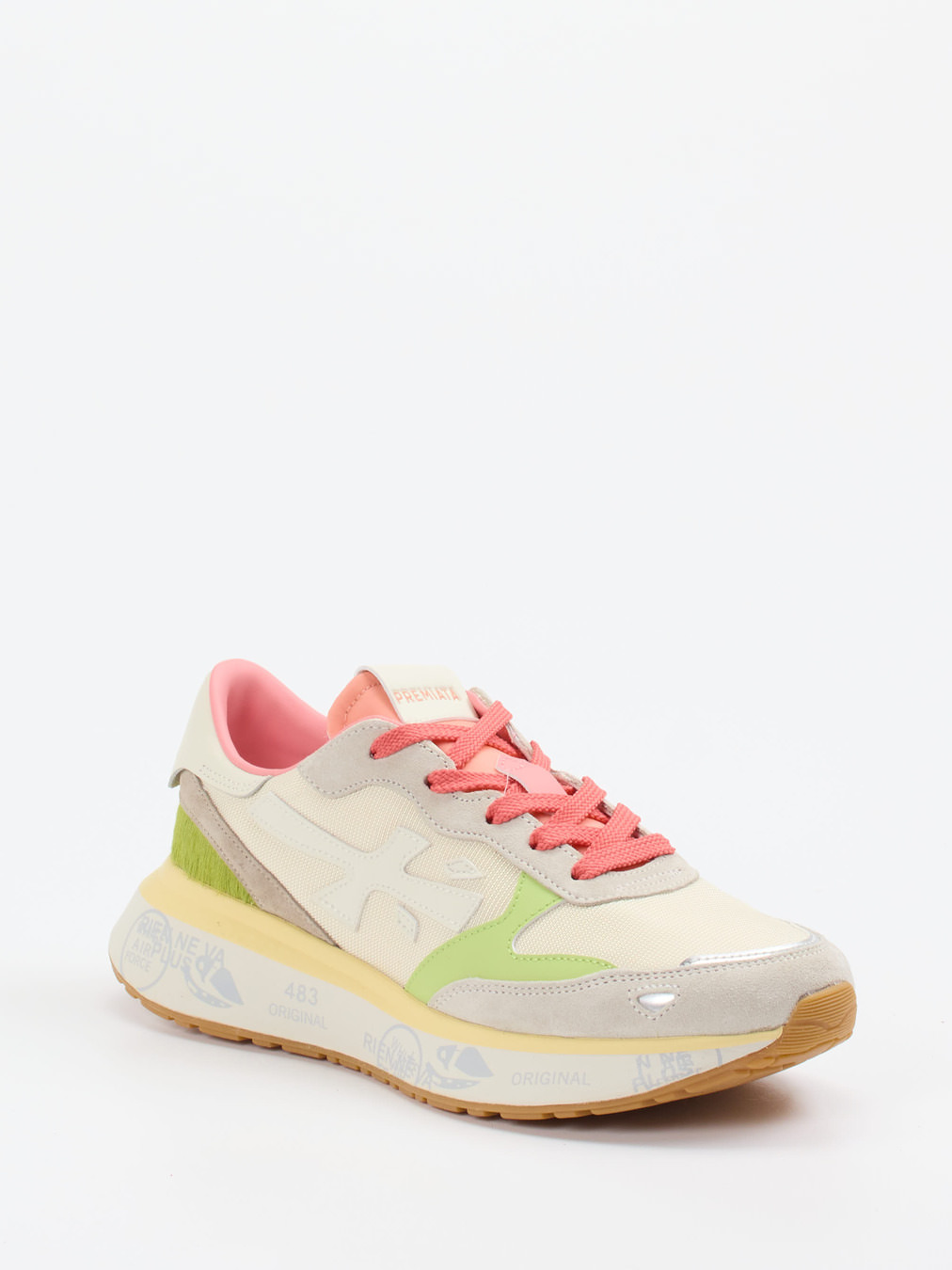 Premiata – Sneaker aus Veloursleder und Mesh beige