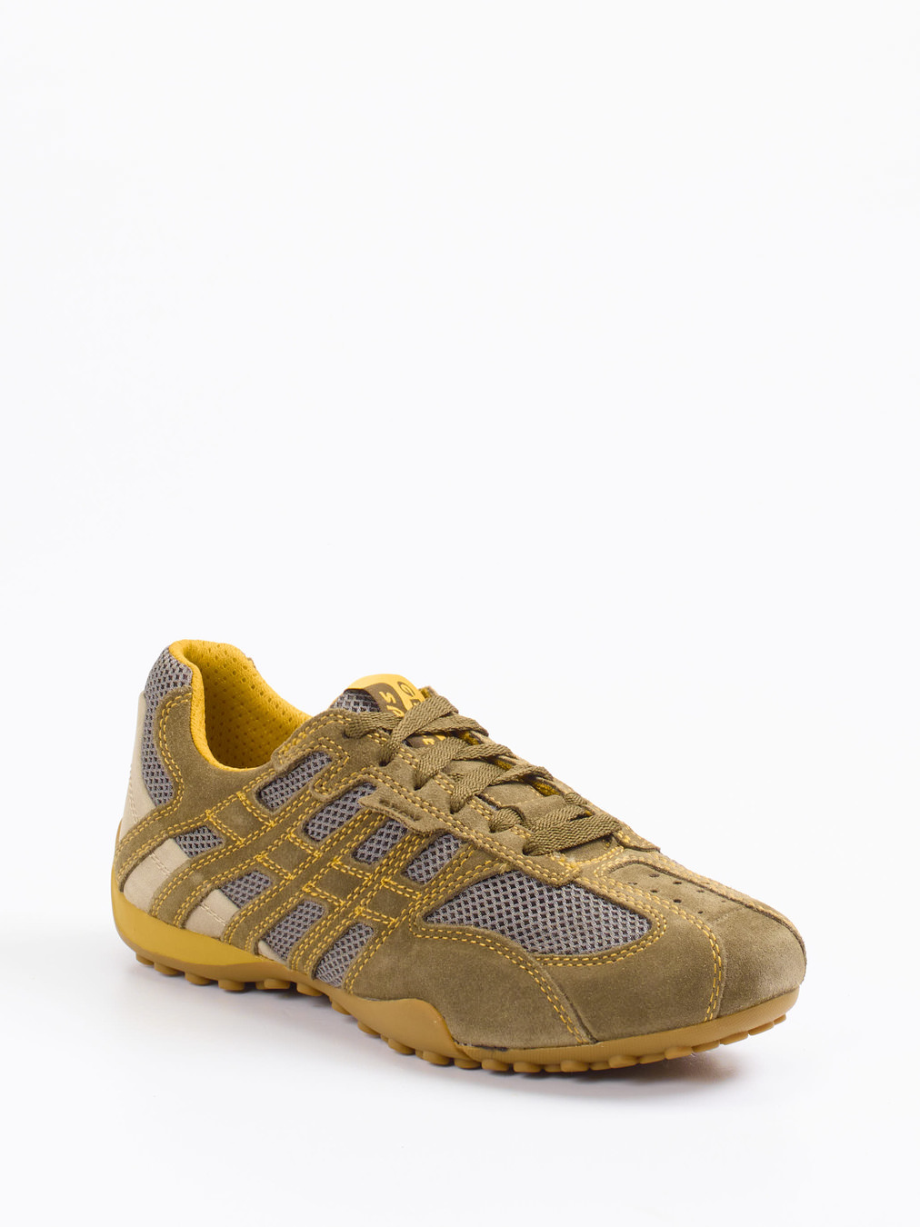 Geox – Sneaker aus Veloursleder und Mesh olivgrün