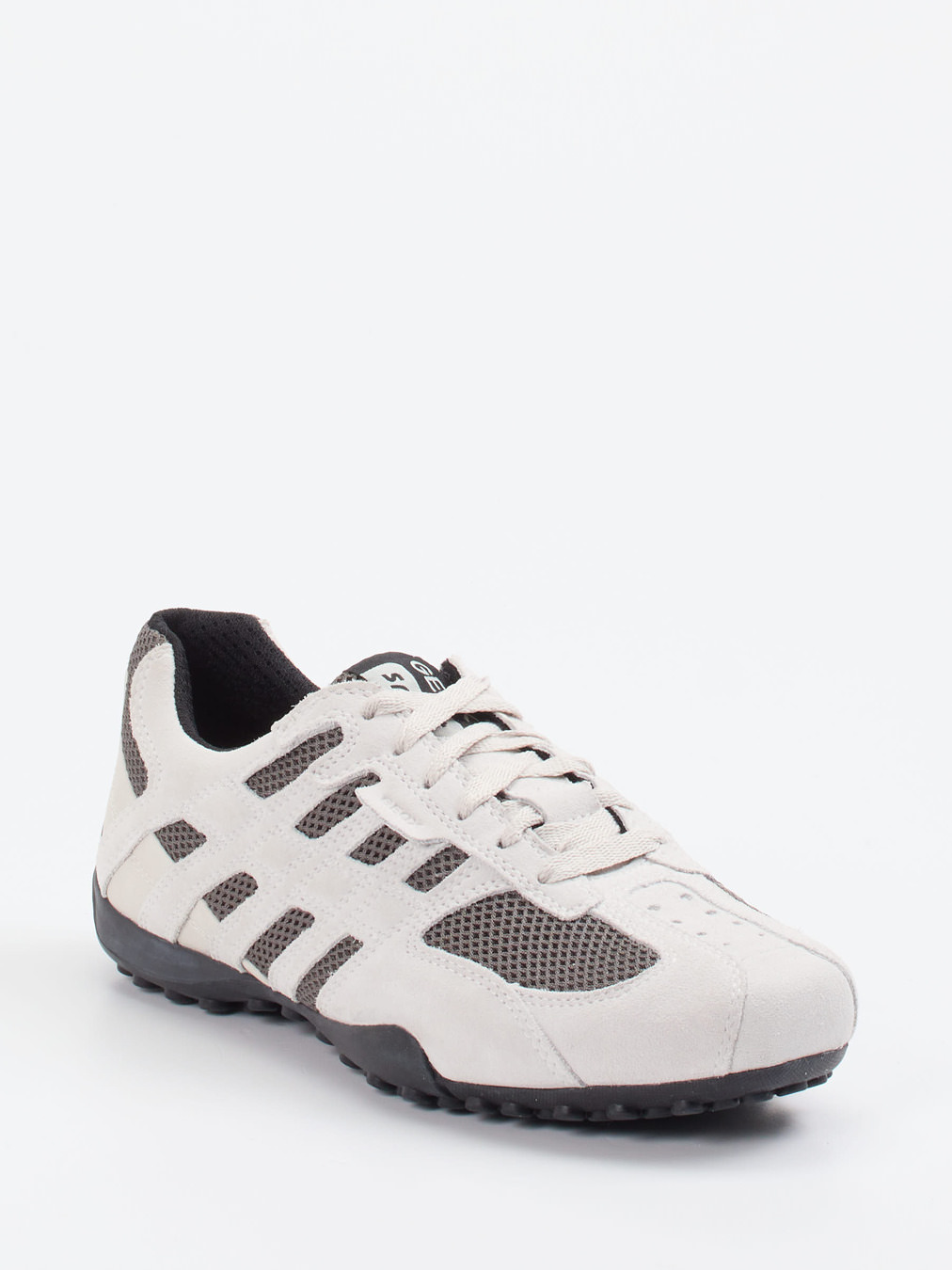 Geox – Sneaker aus Veloursleder mit Mesh in Weiß