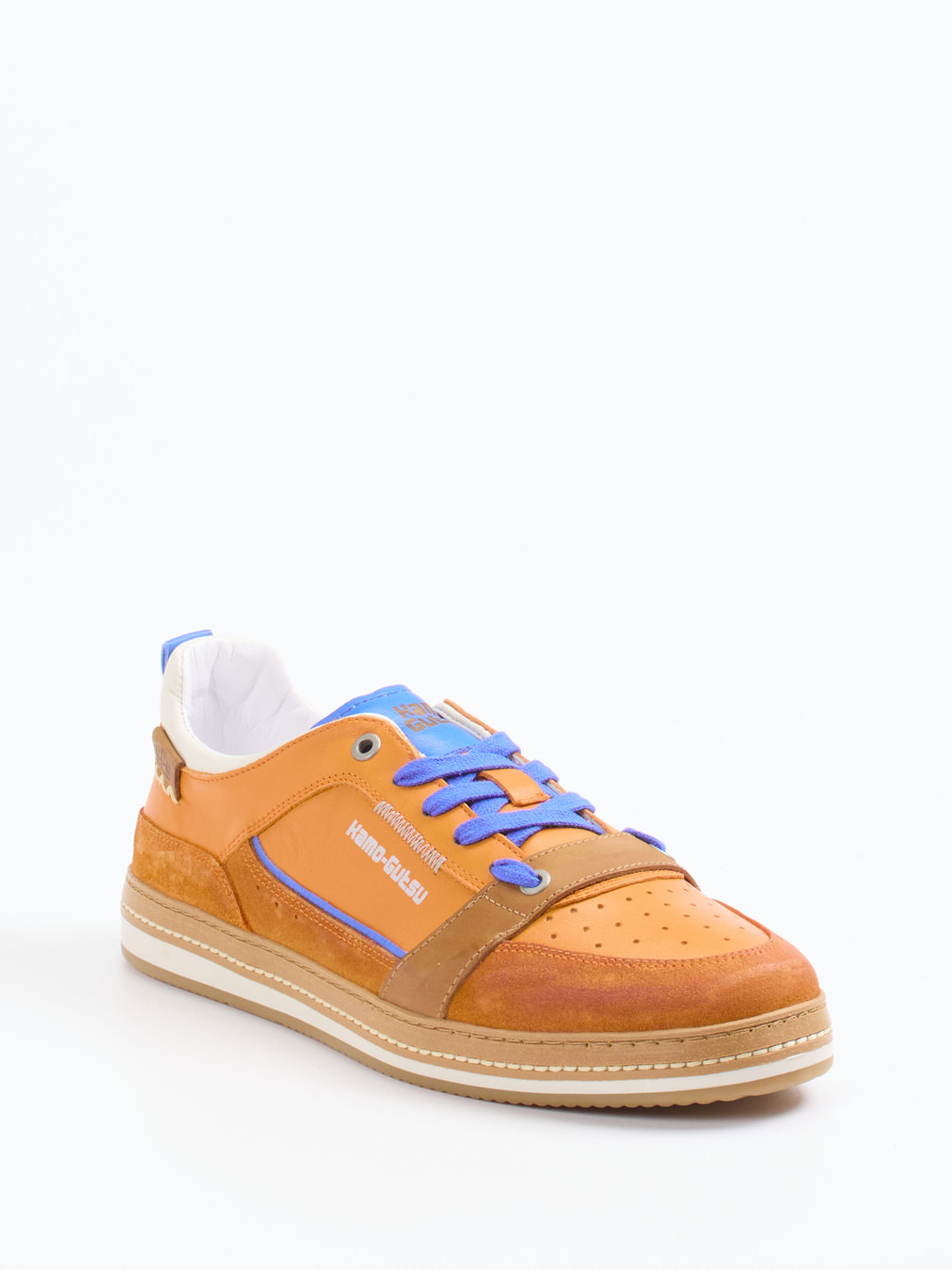 Kamo Gutsu – Sneaker aus Leder in Cognac-Orange