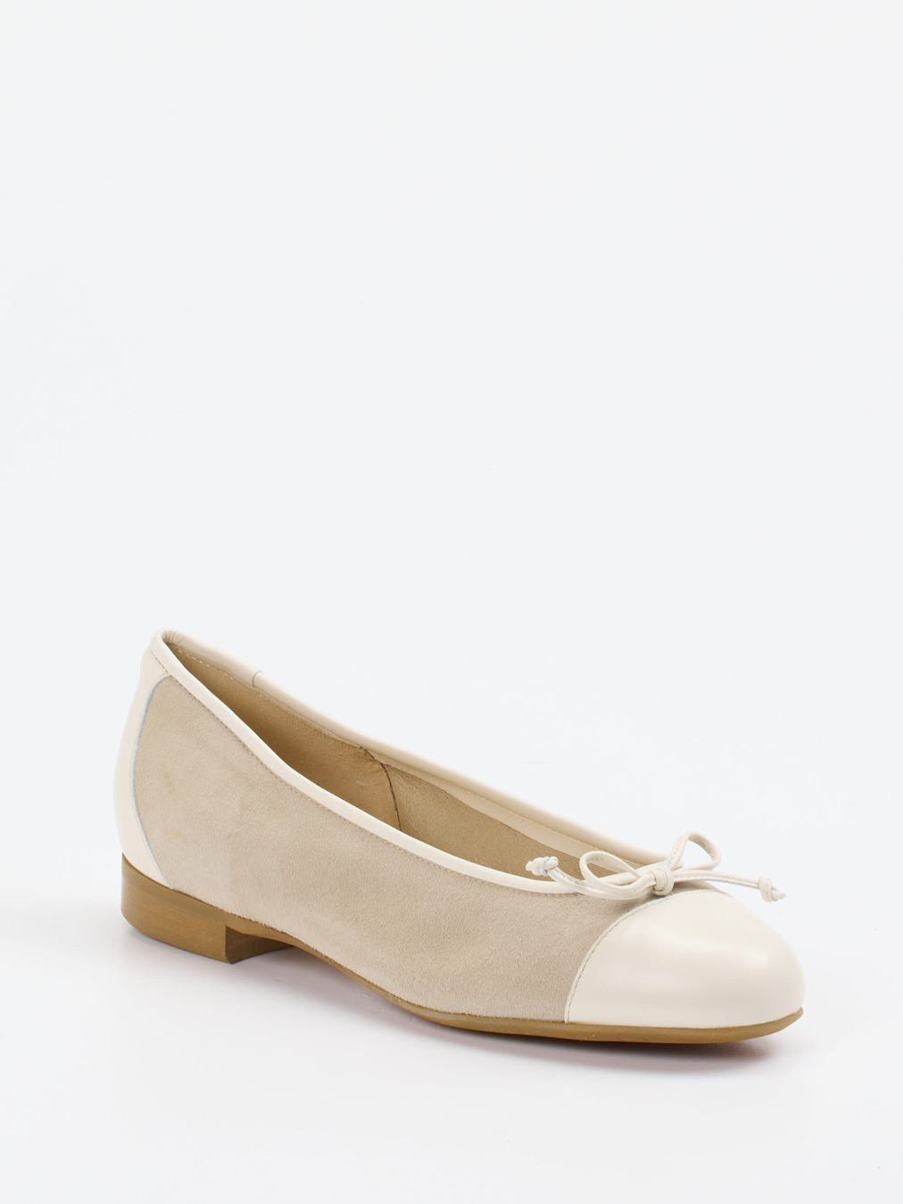 Mannori – Ballerina aus Veloursleder Cremebeige