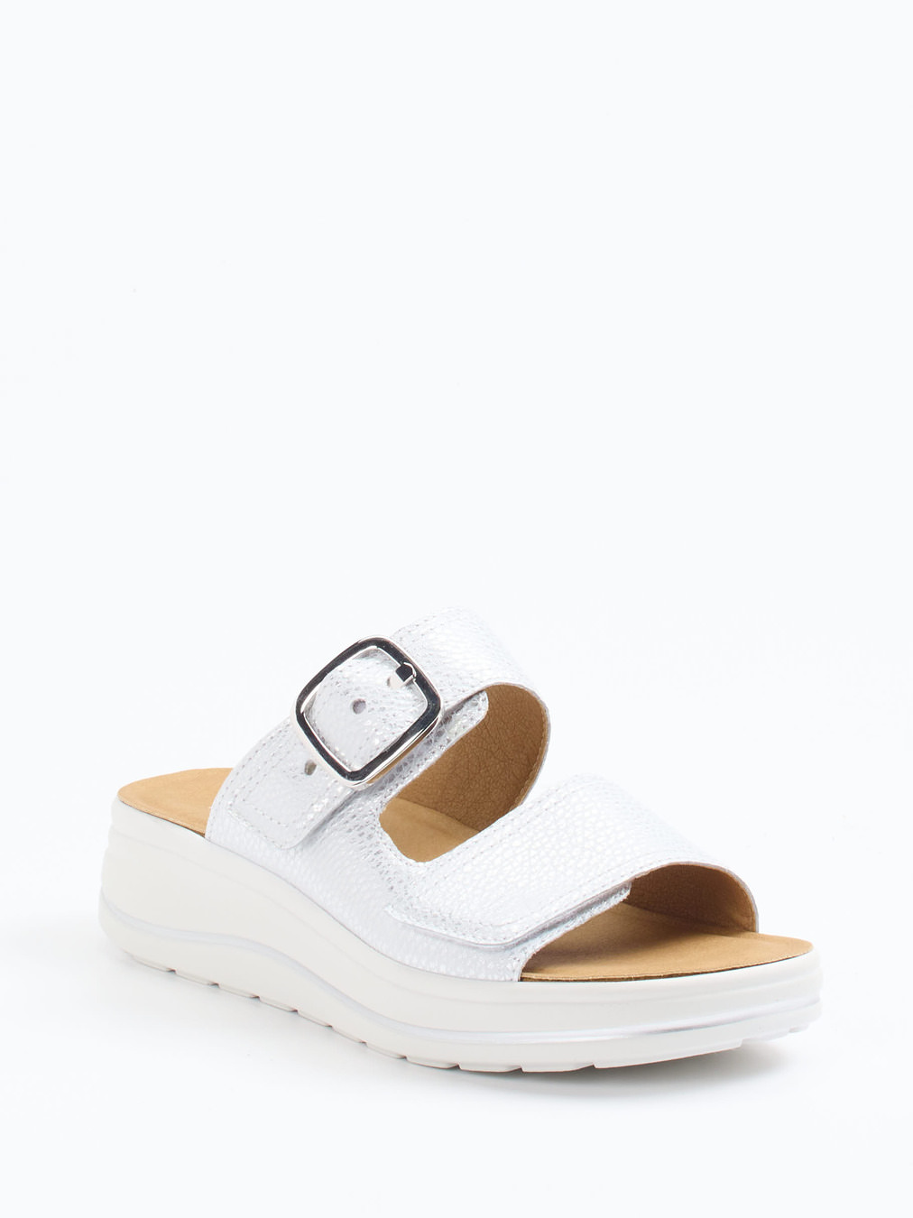 Hartjes – Komfort-Pantolette aus Metallic-Leder grau