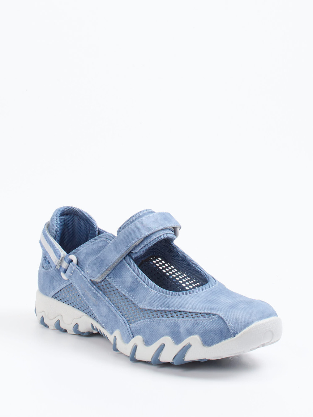 Allrounder – Mary Jane Sneaker aus Velour/Textil Hellblau