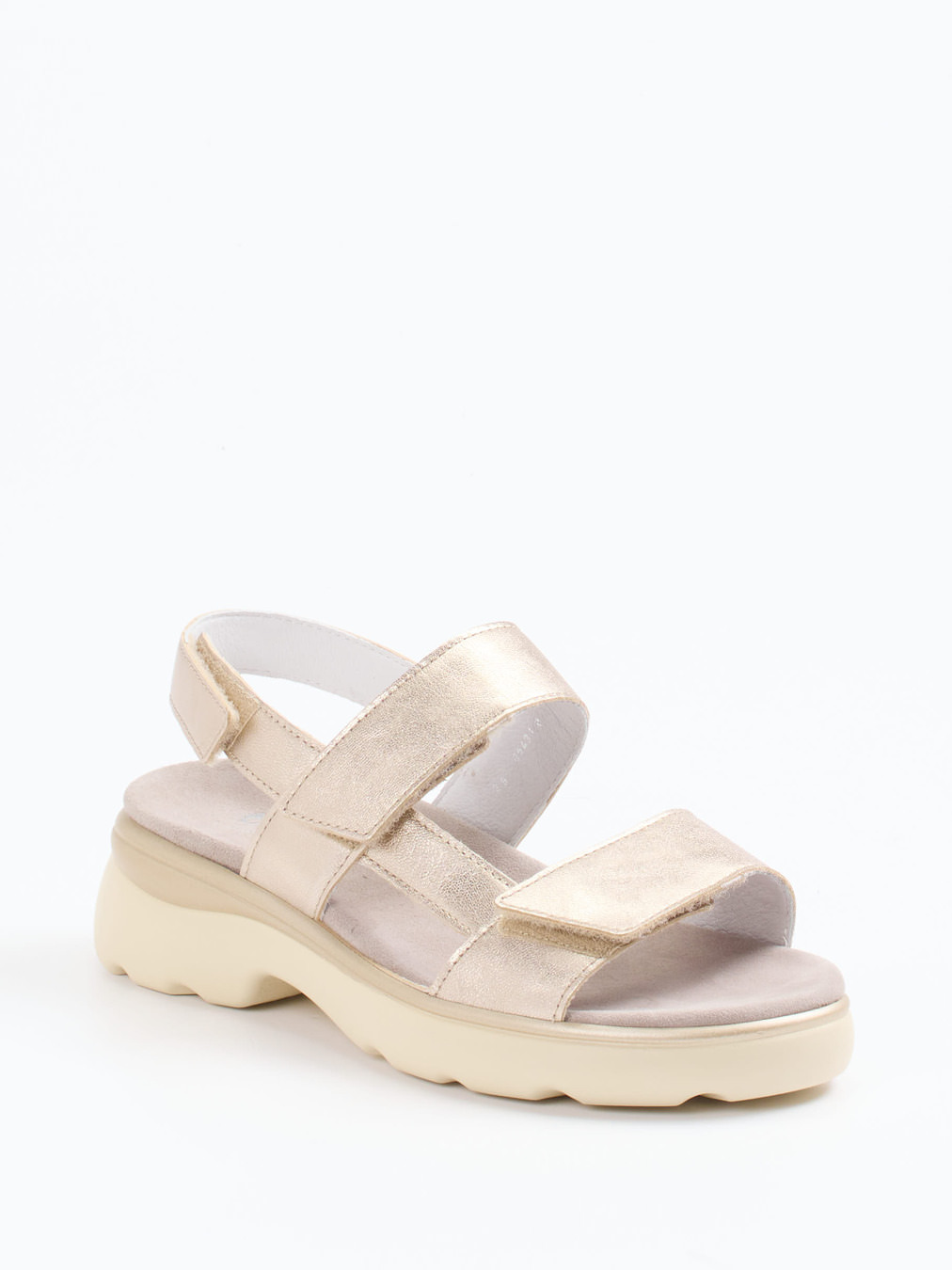 Semler – Komfort-Sandalen aus Metallic-Leder Beige