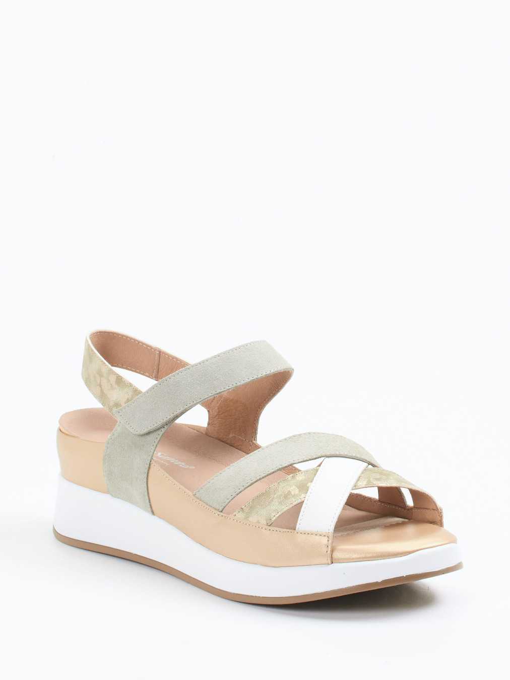 Piesanto – Keilsandalette aus Veloursleder und Textil