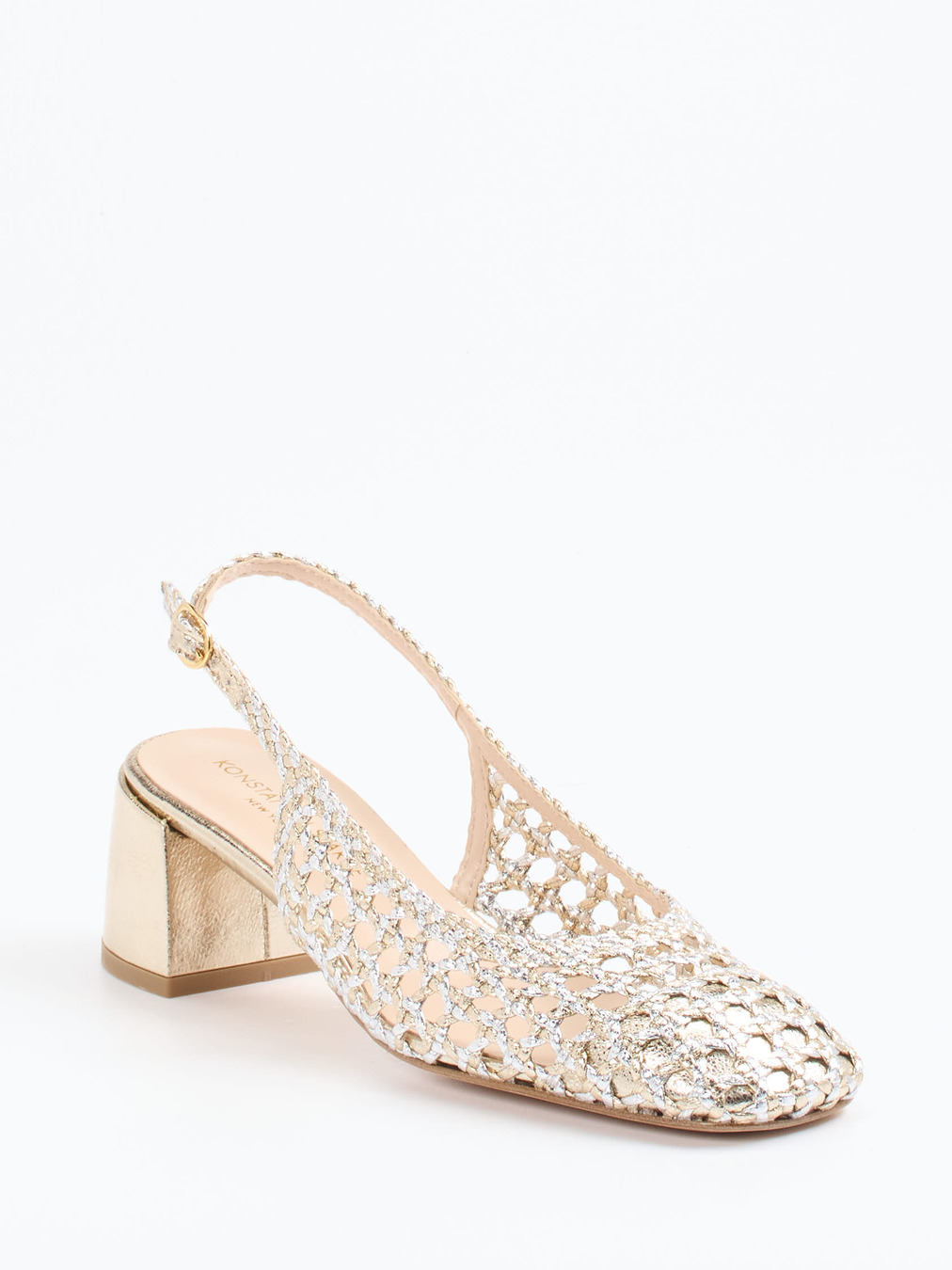Konstantin Starke – Slingback-Pumps aus Flechtleder Gold